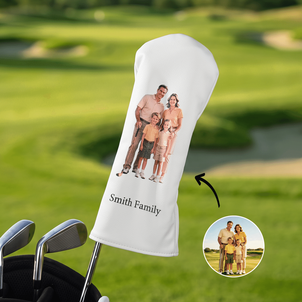 Personalised Photo PU Leather Protective Golf Headcover with Name Golf Club Birthday Gift for Golf Lover Coach Dad 4