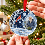 Personalized Winter Night Cardinal Snowflake Glass Acrylic Ornament with Name and Year Christmas Memorial Gift for Family 8