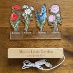 Personalised Dainty 1-8 Birth Flowers Acrylic LED Night Light with 1-8 Names and Wooden Base Christmas Birthday Gift for Mum Gran 5