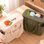 Personalized Knitting Theme Birth Flower Large Capacity Storage Bag with Name Daily Use Christmas Birthday Gift for Knitting Enthusiast