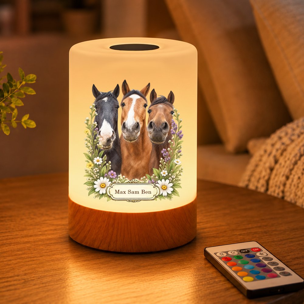 Personalisiertes Haustier-Foto Nachtlicht mit Blumen & Namen | Kabellos & Dimmbar | Schlafzimmer Deko | Geburtstagsgeschenk für Herrchen & Frauchen 3