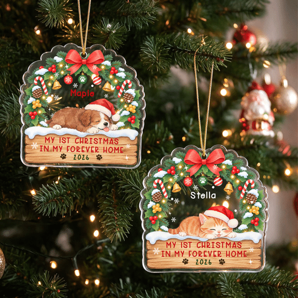 Personalised My 1st Christmas Pet Photo Design Acrylic Ornament with Name and Year Christmas Tree Decor Christmas Gift for Pet Owners Lovers