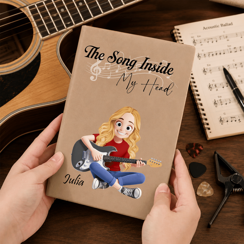 Personalised The Song Inside My Heart Guitar Cartoon Character A5 A6 Notebook with Name Birthday Music Festival Gift for Music Lover Musician Reader 4