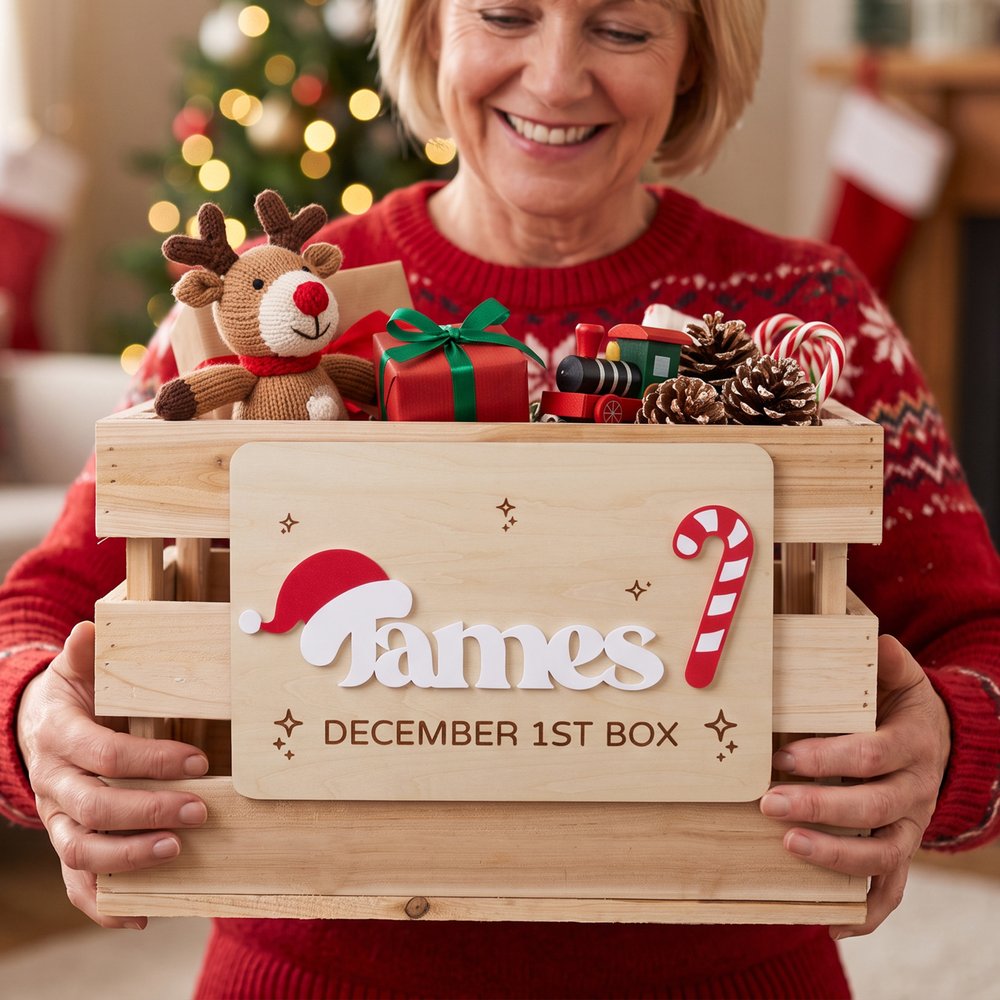 Personalisiertes Weihnachts-Etikett für Weihnachtsschachteln mit Weihnachtsmannmütze und Zuckerstange, mit Namen und Text – Weihnachtsgeschenk für Kinder und die Familie 8