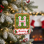 Personalized Holly Cute 3D-Effect Artwork Gingerbread Initial Acrylic Ornament with Name Home Tree Decor Christmas Gift for Family Children 3
