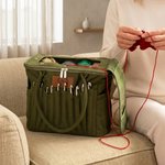 Borsa tote in tela personalizzata, con nome e multitasca porta gomitoli - Regalo di compleanno per amanti del lavoro a maglia