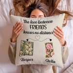Personalized Long Distance Two States State Flowers Soft Throw Pillow Cover with Title & Name Home Decor Christmas Anniversary Gift for Besties Family
