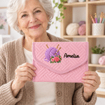 Personalised 3D-Effect Artwork Birth Flower Crochet Yarn Crochet Hook Organiser with Name Knitting Accessories Birthday Gift for Crochet Enthusiasts 5