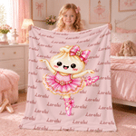 Manta suave personalizada con nube de palabras del personaje «Dumpling», la bailarina de ballet con purpurina, con nombre; decoración para el hogar; regalo de cumpleaños y Navidad para niñas y bailarinas de ballet 2