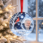 Personalized Winter Night Cardinal Snowflake Glass Acrylic Ornament with Name and Year Christmas Memorial Gift for Family 6