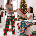 Personalized Candy Cane Plaid Pattern Soft Drawstring Pajama Pant with Name Christmas Gift for Family Kids