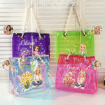 Personalized Cartoon Photo Birth Flower Waterproof Clear Tote Bag with Name Beach Party Holiday Birthday Gift for Brides Sisters Women 1