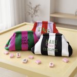 Personalized Mahjong Queen Striped Knitted Large Capacity Mahjong Tile Pouch Bag with Embroidered Name Christmas Holiday Gift for Mahjong Lover