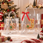 Bolsa de regalo transparente personalizada de Navidad con iniciales y diseño de abalorios, con el nombre del destinatario; regalo para fiestas navideñas y uso diario para niños 2