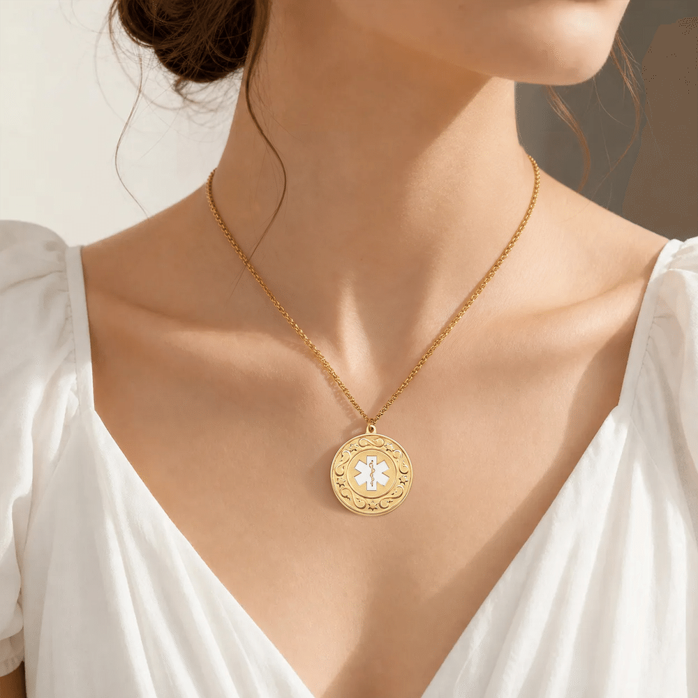 Personalised Engraved Medical Alert Symbol Stainless Steel Necklace with QR Code Emergency Healthcare Gift for Patients Caregivers 6