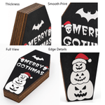 Personalized Dark Festive Gothmas Skull Snowman Wooden Coffin Tabletop Decor with Text Christmas Gift for Goth Fans