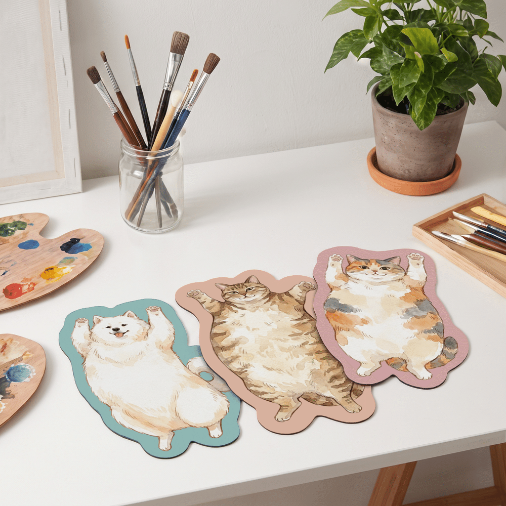 Personalised Watercolor Style Pet Photo Non-Slip Mouse Pad Desk Decor Birthday Christmas Gift for Dog Cat Pet Owner 5