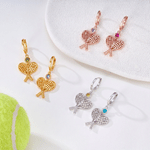 Personalized Tennis Racket Birthstone Earrings Dainty Jewelry Daily Use Birthday Gift for Woman Friend
