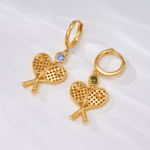 Personalized Tennis Racket Birthstone Earrings Dainty Jewelry Daily Use Birthday Gift for Woman Friend