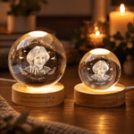 Personalised Angel Wing Photo Crystal Ball LED Night Light with Name Text and Wooden Base Daily Use Memorial SympathyGift for Family Mum Dad