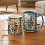 Personalised Stained Glass Birth Month Flower Mug with Coaster with Name Birthdays, Anniversaries Mother's Day Gift for Her 5