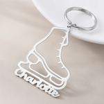Portachiavi personalizzato in acciaio inossidabile con design a pattino a rotelle svuotato e nome inciso – Regalo di compleanno per uso quotidiano per pattinatori artistici 4