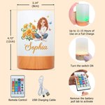 Lampada da notte con controllo tattile, decorazione per la casa personalizzata con fiore di nascita e illustrazione in stile 3D, con nome, ideale come regalo di compleanno per familiari e amici