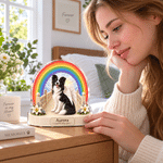 Personalised 3D-Effect Artwork Rainbow Pet Photo Angel Wing Acrylic Plaque with Name and Text Sympathy Memorial Bereavement Gift for Pet Owners