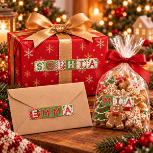 Personalized Christmas Theme Gingerbread Name Waterproof Sticker Labels Christmas Decor Party Favors for Family Friends