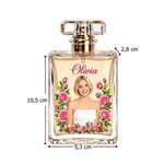 Flacon de parfum rechargeable personnalisé avec fleur de naissance nom et photo - Style d'aquarelle - Cadeau d'anniversaire fête pour les femmes