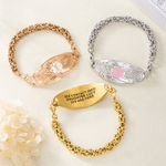 Pulsera de identificación médica personalizada con alas de ángel y información médica grabada; regalo de cumpleaños para situaciones de emergencia y primeros auxilios, ideal para personas con diabetes, alergias o epilepsia 2
