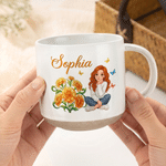 Personalised Cartoon Character Photo Birth Flower 12 oz Ceramic  Coffee Mug with Name Birthday Wedding Party Gift for Woman Sister Bride