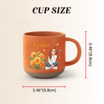 Personalised Cartoon Character Photo Birth Flower 12 oz Ceramic  Coffee Mug with Name Birthday Wedding Party Gift for Woman Sister Bride