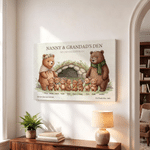 Personalised Bear Family Art Poster Framed Frameless Canvas Painting with Name and Title Home Decor Christmas Day Gift for Grandmother Family
