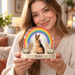 Personalised 3D-Effect Artwork Rainbow Pet Photo Angel Wing Acrylic Plaque with Name and Text Sympathy Memorial Bereavement Gift for Pet Owners