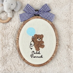 Personalised Embroidered Teddy Bear Balloon Name Sign with Bow Nursery Wall Decor Baby Announcement Baby Shower Gift for Baby New Parent 1