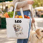 Personalised Funny Pet Photo Corduroy Tote Bag with Name Daily Use Pet Party Birthday Gift for Pet Owners Lovers 2