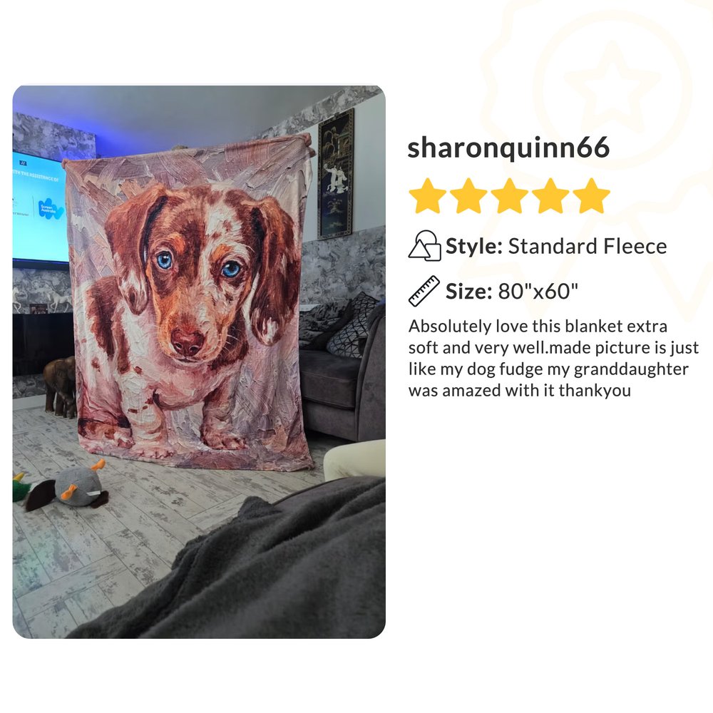 Personalized Oil Painting Style Pet Photo Soft Throw Blanket with Name Home Decor Birthday Pet Memorial Gift for Pet Lovers 17