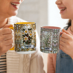 Personalised Stained Glass Birth Month Flower Mug with Coaster with Name Birthdays, Anniversaries Mother's Day Gift for Her 4