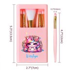 Personalized Cute Birth Flower Unicorn Makeup Brush  with Name Case Birthday Christmas Gift for Girls Young Females