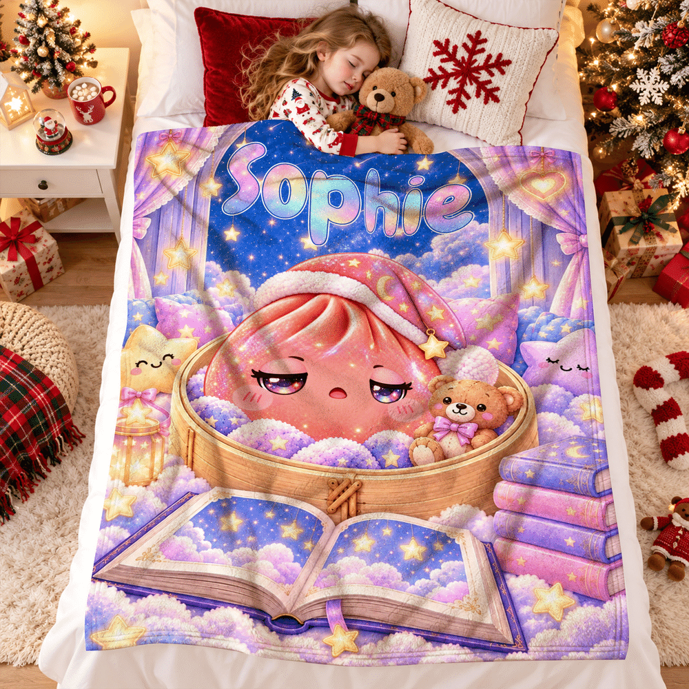 Personalised Night Sky Book Glitter Dumpling Soft Throw Blanket with Name Home Decor Christmas Birthday Gift for Family Kids 4