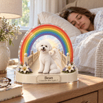 Personalised 3D-Effect Artwork Rainbow Pet Photo Angel Wing Acrylic Plaque with Name and Text Sympathy Memorial Bereavement Gift for Pet Owners