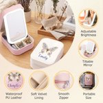 Boîte à bijoux personnalisée en cuir PU sur le thème des papillons et des fleurs de naissance, avec prénom et miroir de maquillage LED tricolore réglable – Cadeau d'anniversaire pour femme, à utiliser au quotidien 8