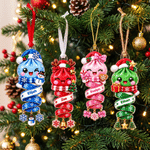 Personalized Multicolor Santa Hat Ribbon Dumpling Acrylic Hanging Ornament with Name Tree Decoration Christmas Gift for Family Kids Friends