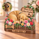 Personalisierte Haustier Gedenktafel aus Echtholz | mit Namen & Datum | Tischdeko in 3D-Optik | Beileidsgeschenk für Hundebesitzer & Katzenfreunde 1
