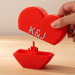 Personalized 3D Printed Funny Middle Finger Heart Shaped Gift Box with Text Anniversary Birthday Gift for Boyfriend Girlfriend