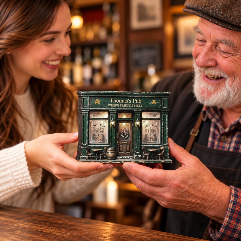 Gepersonaliseerde vintage Ierse pub-decoratie van gelaagd hout met pubnaam en tekst – decoratie voor de thuisbar, verjaardagscadeau voor publiefhebbers 4