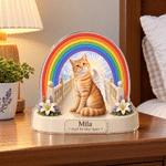 Personalised 3D-Effect Artwork Rainbow Pet Photo Angel Wing Acrylic Plaque with Name and Text Sympathy Memorial Bereavement Gift for Pet Owners