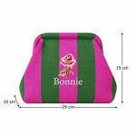 Trousse de maquillage personnalisée avec nom et fleur de naissance brodés - Style de rayures - Cadeau d'usage quotidien pour les femmes 7