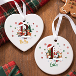 Personalized Santa Hat Initial Ceramic Ornament with Name Home Decor Christmas Gift for Family Kids